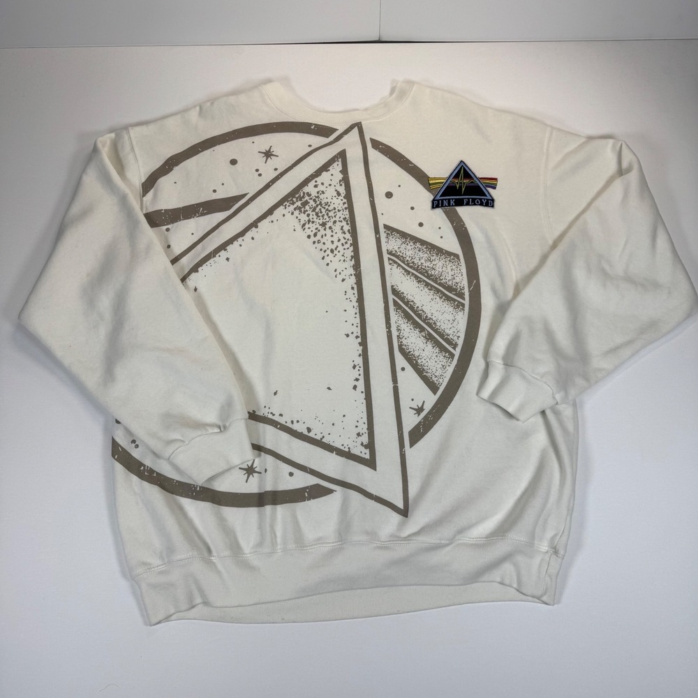 Pink Floyd Dark Side of the Moon Graphic Sweatshirt Cream XL Rock Band Pullover
